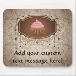Chandelier Frame Cupcake Pink and Brown Damask mousepads