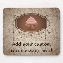 Chandelier Frame Cupcake Pink and Brown Damask Mouse Pads