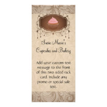 Chandelier Frame Cupcake Pink and Brown Damask Rack Card Template