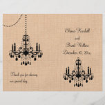 Chandelier on Burlap Wedding Program Flyer