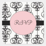 Chandelier Pink Square RSVP Wedding Envelope Seals Square Sticker