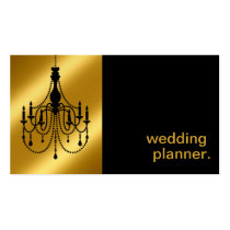 Chandelier Silhouette Event Planner gold metallic business cards