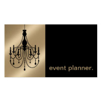 Chandelier Silhouette Event Planner metallic pearl business cards