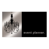 Chandelier Silhouette Event Planner silver business cards