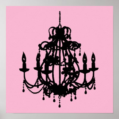 Chandelier silhouette wall art poster print by lulubean