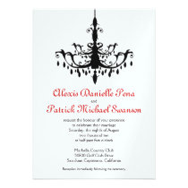 Chandelier Wedding Invitation, red & black invitations
