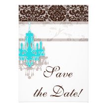 Chandelier Wedding Save the Date Card BB damask Personalized Invite