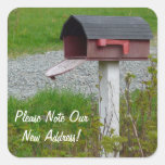 Change of Address Rural Country Mailbox Square Stickers