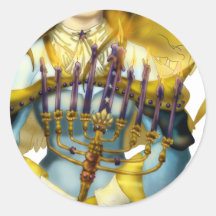 Chanukah Angel Round Stickers