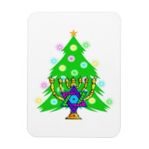 Chanukah Menorah Christmas Tree Rectangular Magnets
