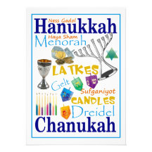 Chanukah Words Collage Custom Announcement