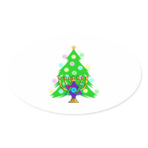 Chanukkah and Christmas Oval Sticker