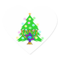 Chanukkah and Christmas Heart Sticker