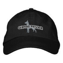 Chapeau brodé par Pinscher allemand de silhouette