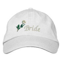 Chapeau de jeune mariée, rose blanc brodé casquettes brodées