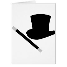 chapeau supérieur de magicien et baguette magique  carte de vœux