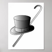 Chapeau supérieur et canne poster