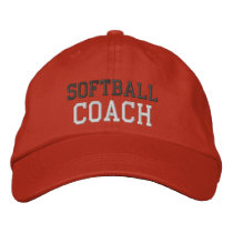Charcoal and White Text Softball Coach Hat