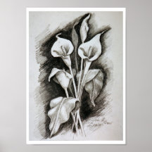 charcoal Cala Lilly Print