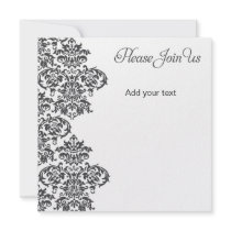 Charcoal Damask Party Personalized Announcement