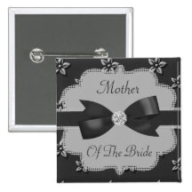 Charcoal Grey Island Flowers & Rhinestones Wedding Pins
