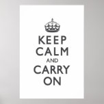 Charcoal Grey Keep Calm and Carry On Poster