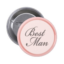 Charcoal grey light pink Best Man button buttons