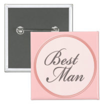 Charcoal grey light pink Best Man button buttons