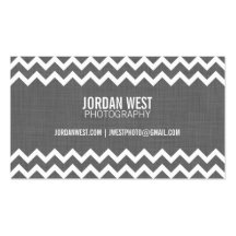 Charcoal Grey Modern Chevron with Linen Texture Business Card Templates