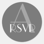 Charcoal Grey Monogram A  RSVP Seal Sticker