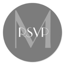 Charcoal Grey Monogram M RSVP Seal Stickers