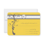 Charcoal Grey Swirls Bight Yellow Wedding RSVP