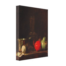Chardin - la vie toujours avec la bouteille en ver impression sur toile