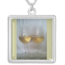 CHARDONNAY WINE GLASSES PRINT PERSONALIZED NECKLACE