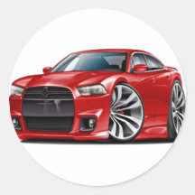 Charger SRT8 Red Car Round Stickers