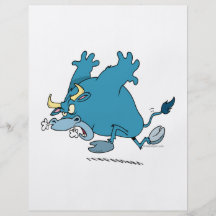 charging bull cartoon flyer design