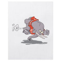 charging sporty elephant cartoon flyer design