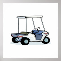 Chariot de golfeurs affiche
