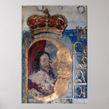 Charles I, détail initial de Coram Rege Rolls Poster