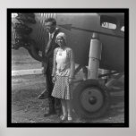 Charles Lindbergh and Wife next to Airplane 1929 posters