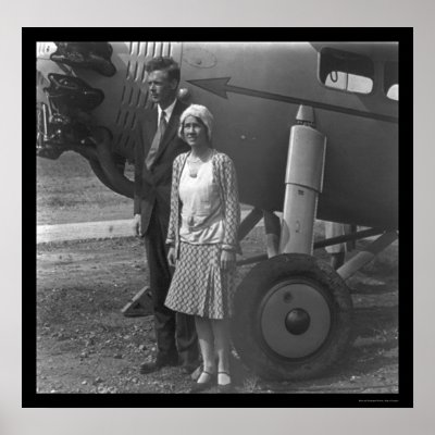 Charles Lindbergh and Wife next to Airplane 1929 Poster by lc_vintagephotos