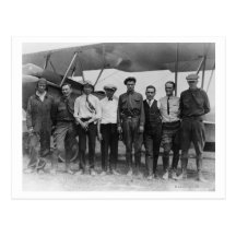 Charles Lindbergh with 7 men, including Postcard