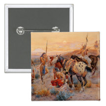 Charles M. Russell's First Wagon Tracks (1908) Button