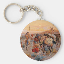 Charles M. Russell's First Wagon Tracks (1908) Key Chain