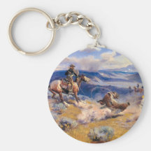 Charles M. Russell's Loops and Swift Horses (1916) Key Chain