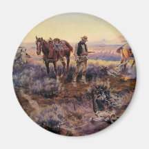 Charles M. Russell's Paying the Fiddler (1919) Refrigerator Magnet