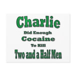 Charlie Cocaine and Two and a half Men postcards