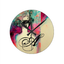 CHARM MONOGRAM ROUND WALLCLOCK