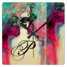 CHARM MONOGRAM SQUARE WALLCLOCK