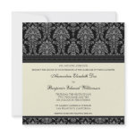 Charming Damask Square Wedding Invitation: black